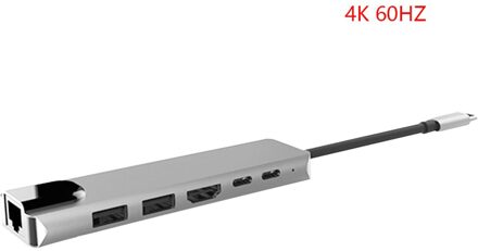Draagbare Usb 3.0 High Speed Poorten Type-C Hub Usb-C Tot 4K 30Hz Hd Laptop pd Opladen Sd & Tf Kaartlezer RJ45 Voor Macbook Pro 6 in 1 type-c(60HZ)