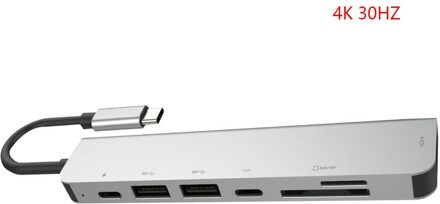 Draagbare Usb 3.0 High Speed Poorten Type-C Hub Usb-C Tot 4K 30Hz Hd Laptop pd Opladen Sd & Tf Kaartlezer RJ45 Voor Macbook Pro 7 in 1 type-c(30HZ)