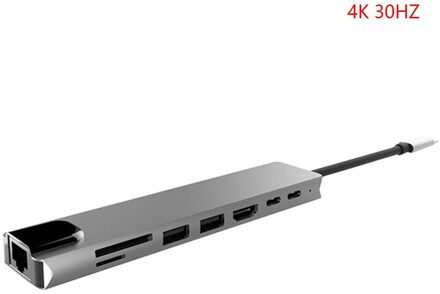 Draagbare Usb 3.0 High Speed Poorten Type-C Hub Usb-C Tot 4K 30Hz Hd Laptop pd Opladen Sd & Tf Kaartlezer RJ45 Voor Macbook Pro 8 in 1 type-c(30HZ)