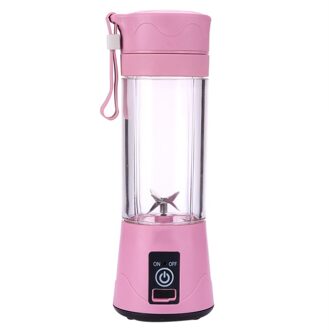 Draagbare Usb Juicer 380 Ml 6 Blades Handhels Fles Usb Elektrische Fruit Citrus Lemon Juicer Blender Squeezer Ruimer Machine Tool Roze