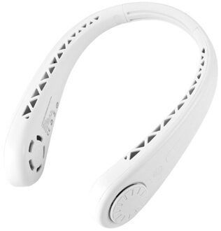 Draagbare Usb Oplaadbare Hals Opknoping Fan Mini Luchtkoeler Conditioner 3 Speed Persoonlijke Ventilator Voor Reizen Outdoor Retailsale wit