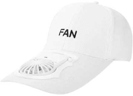 Draagbare Usb Opladen Ventilator Hoed Unisex Verstelbare Zomer Zonnebrandcrème Sport Baseball Caps Uv Beschermen Vizieren Mini Koeler Fan wit