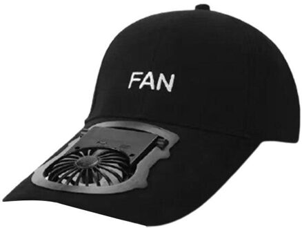 Draagbare Usb Opladen Ventilator Hoed Unisex Verstelbare Zomer Zonnebrandcrème Sport Baseball Caps Uv Beschermen Vizieren Mini Koeler Fan zwart