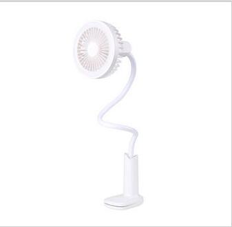 Draagbare Usb Ventilator Flexibele Met Led Licht 2 Speed Verstelbare Koeler Mini Fan Handig Klein Bureau Desktop Usb Koelventilator voor Kind wit