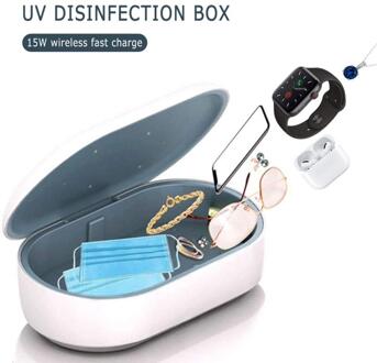 Draagbare Uv Telefoon Sterilisator Box 15W Qi Draadloze Opladen Persoonlijke Sanitizer Desinfectie Kast Cleaner Voor Masker Oortelefoon Sleutel