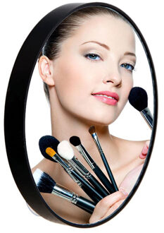 Draagbare Vanity Mini Pocket Ronde Make-Up Spiegel Met Twee Zuignappen Compact Cosmetische Spiegel Tool Draagbare Vanity 15 10X