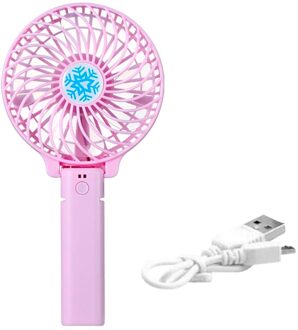 Draagbare Ventilator Handheld Mini Ventilator Usb Oplaadbare Opvouwbaar Desk Air Cooler Fan Personal Air Cooling Fans 3 Speed Kantoor Outdoor roze