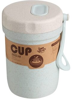 Draagbare Verzegelde Lekvrije Lunchbox Magnetron Warmte Pap Cup Tarwe Stro Soep Cup Hittebestendig Ontbijt Cup blauw