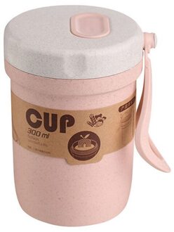 Draagbare Verzegelde Lekvrije Lunchbox Magnetron Warmte Pap Cup Tarwe Stro Soep Cup Hittebestendig Ontbijt Cup roze