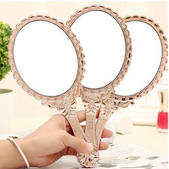 Draagbare Vintage Cosmetische Make-up Spiegel Hand Hold Ovale Ronde Spiegel Noble Herstellen Oude Manieren Hof Spiegel Beauty Tool zwart