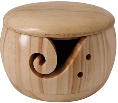 Draagbare Vintage Handgemaakte Breien Haken Lichtgewicht Ronde Garen Kom Houten Organizer Craft Wol Opslag Met Deksel Huis Bamboo