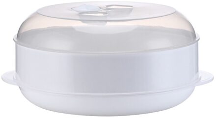 Draagbare Voedsel Stoomboot Voor Magnetron Ronde Enkele/Dubbele Tier Plastic Voedsel Stoomboot Voedsel Fornuis Stoomboot Kookgerei Keuken Tool single Tier