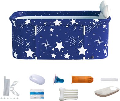 Draagbare Vouwen Bad Set Vouwen Inweken Baden Bad Volwassen Bad Bad Vat Beauty Spa Huishoudelijke Grote Bad Full Size blauw