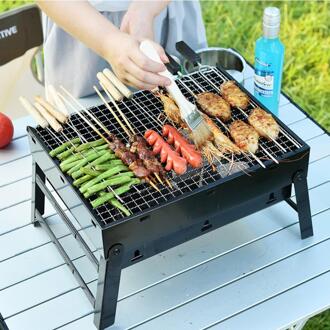 Draagbare Vouwen Bbq Grill Monteren Barbecue Houtskool Grill Barbecue Koken Set Voor Outdoor Camping Koken Picknicks Wandelen