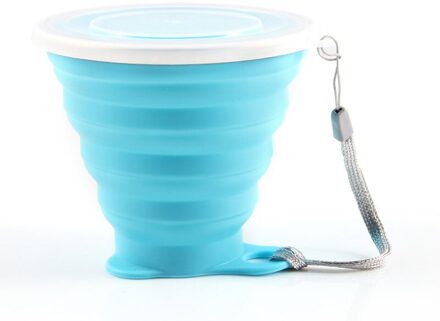 Draagbare Vouwen Cups 270Ml Bpa Food Grade Water Cup Reizen Siliconen Gekleurde Intrekbare Outdoor Koffie Handcup blauw