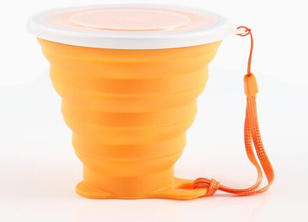 Draagbare Vouwen Cups 270Ml Bpa Food Grade Water Cup Reizen Siliconen Gekleurde Intrekbare Outdoor Koffie Handcup oranje