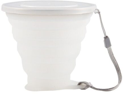 Draagbare Vouwen Cups 270Ml Bpa Food Grade Water Cup Reizen Siliconen Gekleurde Intrekbare Outdoor Koffie Handcup wit