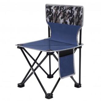 Draagbare Vouwen Stoel Outdoor Kruk Voor Camping Vissen Travel Met Side Pocket Vissen Tool Accessoires camouflage blauw