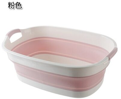 Draagbare Vouwen Wastafel Grote Huishoudelijke Vouwen Wasserij Emmer Siliconen Pp Rechthoekige Auto Thuis Diversen Opslag Wastafel Mx11201121 Roze