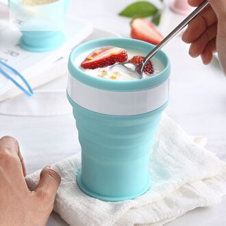 Draagbare Water Cup En Kom Intrekbare Combinatie Reizen Outdoor Wilde Servies Kinderen Mondwater Cup Vouwen Siliconen Kom 350ml cup