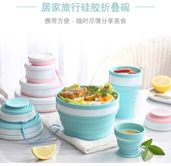 Draagbare Water Cup En Kom Intrekbare Combinatie Reizen Outdoor Wilde Servies Kinderen Mondwater Cup Vouwen Siliconen Kom alle reeks(3cups 2bowl)