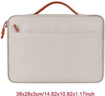 Draagbare Waterdichte Aktetas Mannen Vrouwen Notebook Tas Documenten Ipad Opslag Pouch Office Business Reizen Organiseren Handtas Beige 14duim