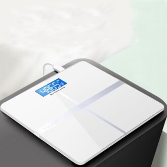 Draagbare Weegschaal Body Gewicht Digitale Weegschaal Usb Opladen Floor Smart Weegschaal Voor Led Display Elektronische Weegschaal wit