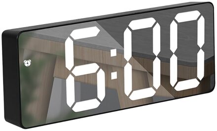 Draagbare Wekker Led Display Digitale Spiegel Wekker Batterij Plug-In Dual Purpose Wekker Geschikt Voor Slaapkamer kantoor zwart