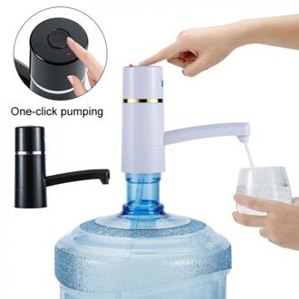 Draagbare Witte Drukknop 360 Graden Rotatie Draadloze Oplaadbare Elektrische Waterpomp Met Usb Kabel En Lampje