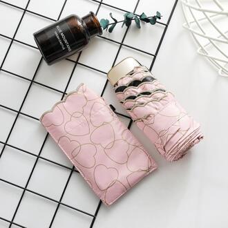 Draagbare Zonnige Paraplu Anti-Uv Pocket Mini Paraplu Regen Vrouwen Winddicht 3 Folding Paraplu Draagbare Parapluie Vrouwelijke Parasol roze