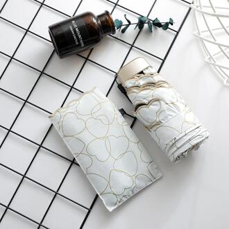 Draagbare Zonnige Paraplu Anti-Uv Pocket Mini Paraplu Regen Vrouwen Winddicht 3 Folding Paraplu Draagbare Parapluie Vrouwelijke Parasol uit wit