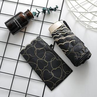 Draagbare Zonnige Paraplu Anti-Uv Pocket Mini Paraplu Regen Vrouwen Winddicht 3 Folding Paraplu Draagbare Parapluie Vrouwelijke Parasol zwart