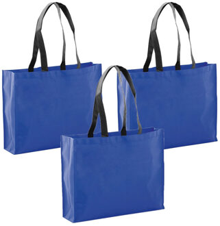 Draagtas / goodie- 10x stuks -bag / schoudertas / boodschappentas - blauw - 40 x 32 x 11 cm