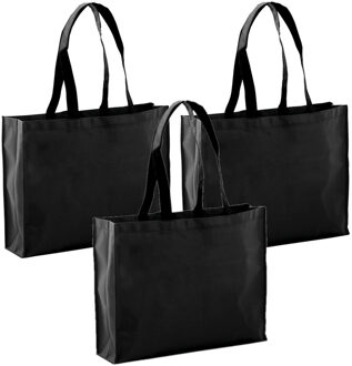 Draagtas / goodie- 10x stuks -bag / schoudertas / boodschappentas - zwart - 40 x 32 x 11 cm