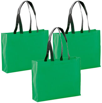 Draagtas / goodie- 4x stuks -bag / schoudertas / boodschappentas - groen - 40 x 32 x 11 cm