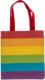 Draagtas - Pride/regenboog thema kleuren - katoen - 35 x 40 cm - Verkleedattributen Multikleur