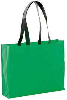 Draagtas/schoudertas/boodschappentas in de kleur groen 40 x 32 x 11 cm