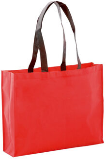 Draagtas/schoudertas/boodschappentas in de kleur rood 40 x 32 x 11 cm - Boodschappentassen