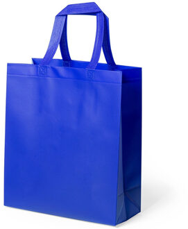 Draagtas/schoudertas/boodschappentas - met hengsels - blauw - 35 x 40 x 15 cm - polyester - Boodschappentassen