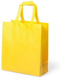 Draagtas/schoudertas/boodschappentas met hengsels - geel - 35 x 40 x 15 cm - polyester
