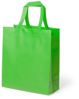 Draagtas/schoudertas/boodschappentas met hengsels - lime groen - 35 x 40 x 15 cm - polyester