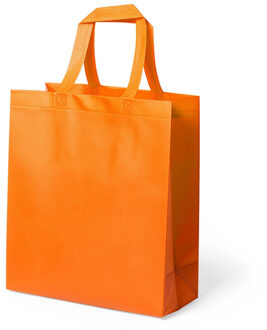 Draagtas/schoudertas/boodschappentas - met hengsels - oranje - 35 x 40 x 15 cm - polyester - Boodschappentassen