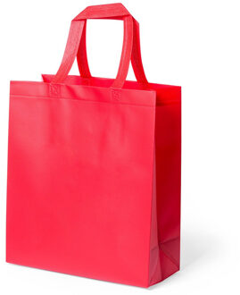 Draagtas/schoudertas/boodschappentas - met hengsels - rood - 35 x 40 x 15 cm - polyester - Boodschappentassen