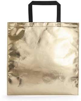Draagtas/schoudertas in opvallende metallic goud kleur - 45 x 44 x cm - kunststof Goudkleurig