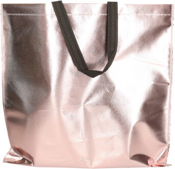 Draagtas/schoudertas in opvallende metallic rose goud kleur - 45 x 44 x cm - kunststof