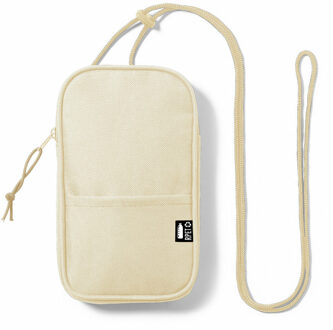 Draagtas/smartphone/schoudertas - klein model - beige - heren/dames - 19 x 11 x 2 cm - Festival/stra