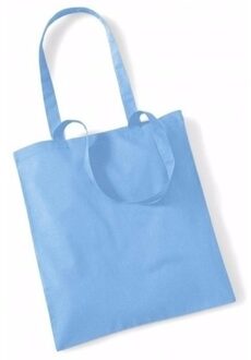 Draagtasje met hengsels - 10x - lichtblauw - 42 x 38 cm - katoen - 10 liter - boodschappen - gymtas