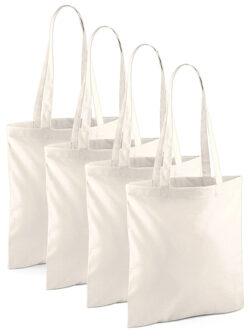 Draagtasje met hengsels - 10x - naturel - 42 x 38 cm - katoen - 10 liter - boodschappen - gymtas
