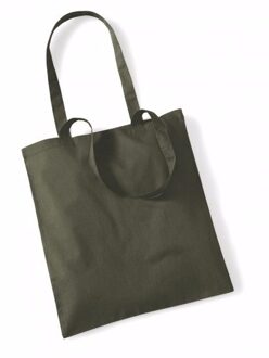 Draagtasje met hengsels - 24x - olijfgroen - 42 x 38 cm - katoen - 10 liter - boodschappen - gymtas