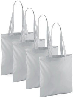 Draagtasje met hengsels - 4x - lichtgrijs - 42 x 38 cm - katoen - 10 liter - boodschappen - gymtas